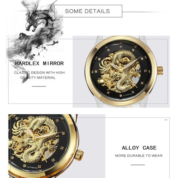 Men's Luxury Luminous Dragon Skeleton Automatic Mechanical Watches Wrist Watch